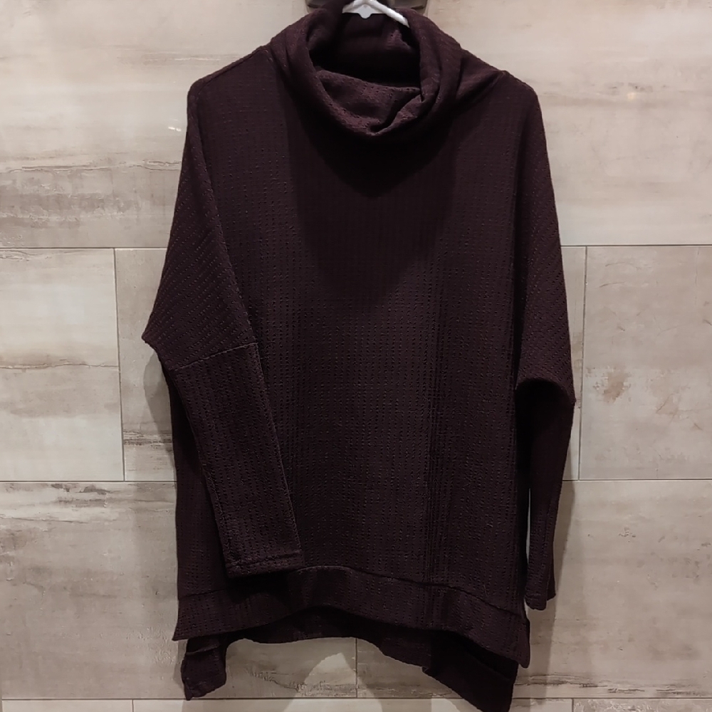 Women's Cowl Neck Sweater - Dark Brown